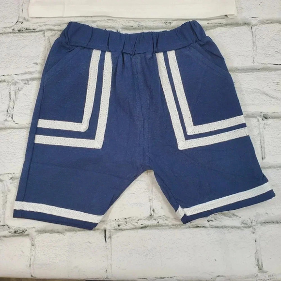 Blue Mini Sailor Set Baby Boys 2 pcs Outfit. T-Shirt and Shorts Baby Boys Set. - Picture 5 of 12